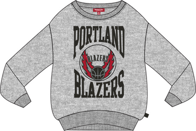 Mitchell & Ness Women's Portland Trail Blazers Grey Heather Logo Lightweight Crew Sweatshirt 3.0