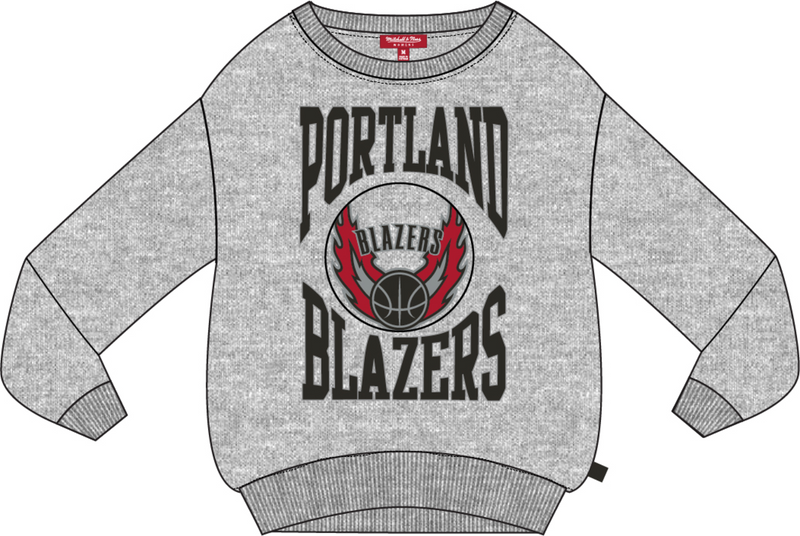 Mitchell & Ness Women's Portland Trail Blazers Grey Heather Logo Lightweight Crew Sweatshirt 3.0