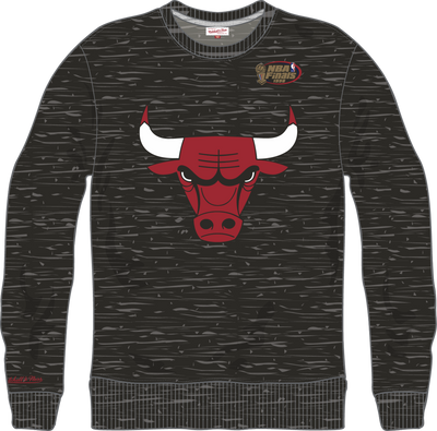 Mitchell & Ness Chicago Bulls Black Heather Playoff Win 2.0 Crew Sweatshirt Vintage