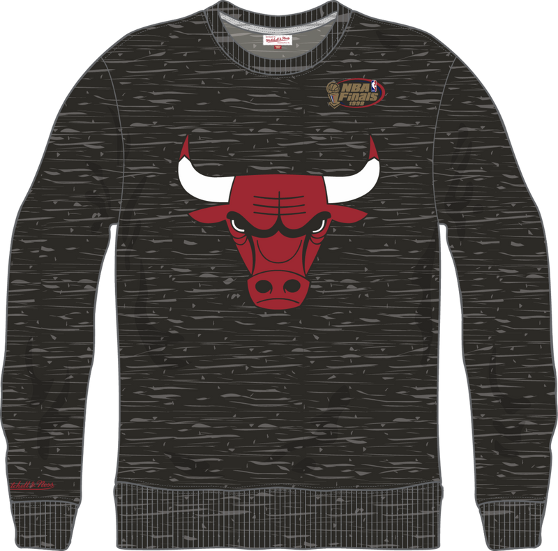 Mitchell & Ness Chicago Bulls Black Heather Playoff Win 2.0 Crew Sweatshirt Vintage