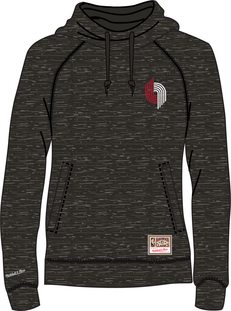 Mitchell & Ness Women's Portland Trail Blazers Black Funnel Neck Fleece 2.0