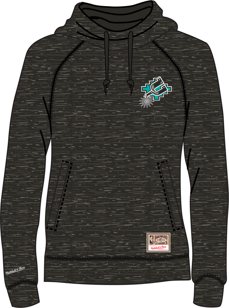 Mitchell & Ness Women's San Antonio Spurs Black Funnel Neck Fleece 2.0