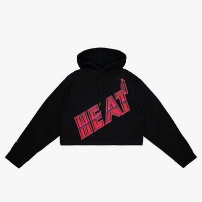 Mitchell & Ness Women's Miami Heat Black Big Face 4.0 Crop Hoodie