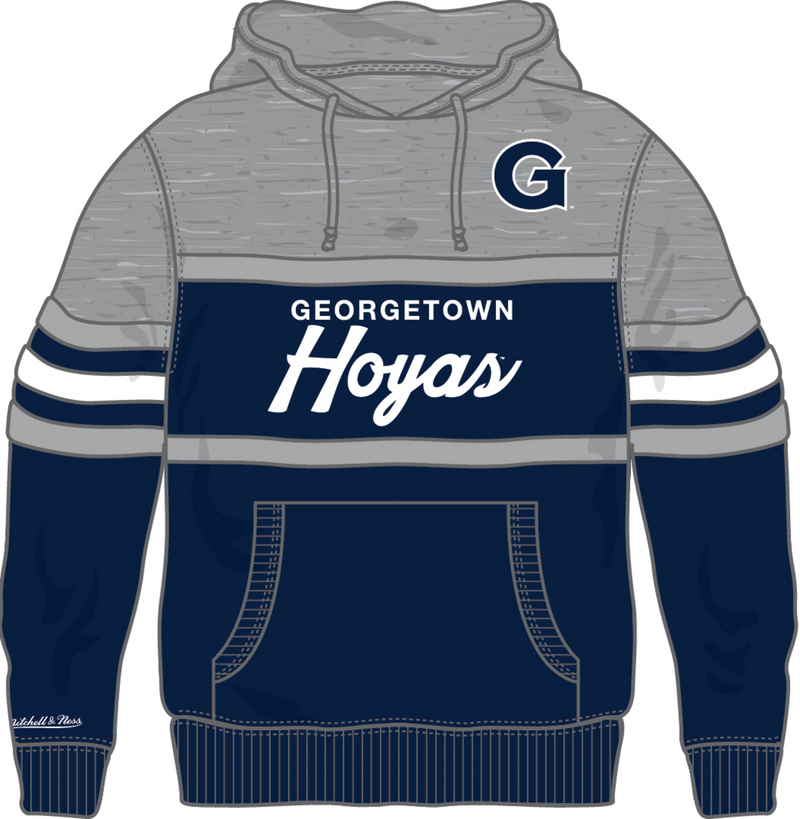 Mitchell & Ness Georgetown University Navy/Grey Head Coach Hoodie