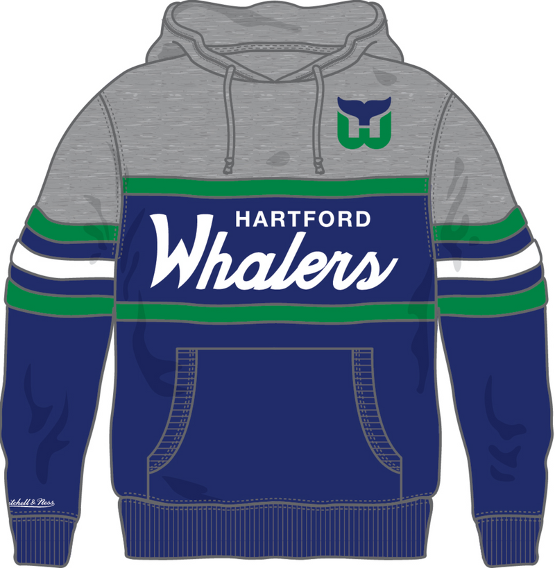 Mitchell & Ness Hartford Whalers Royal/Grey Head Coach Hoodie