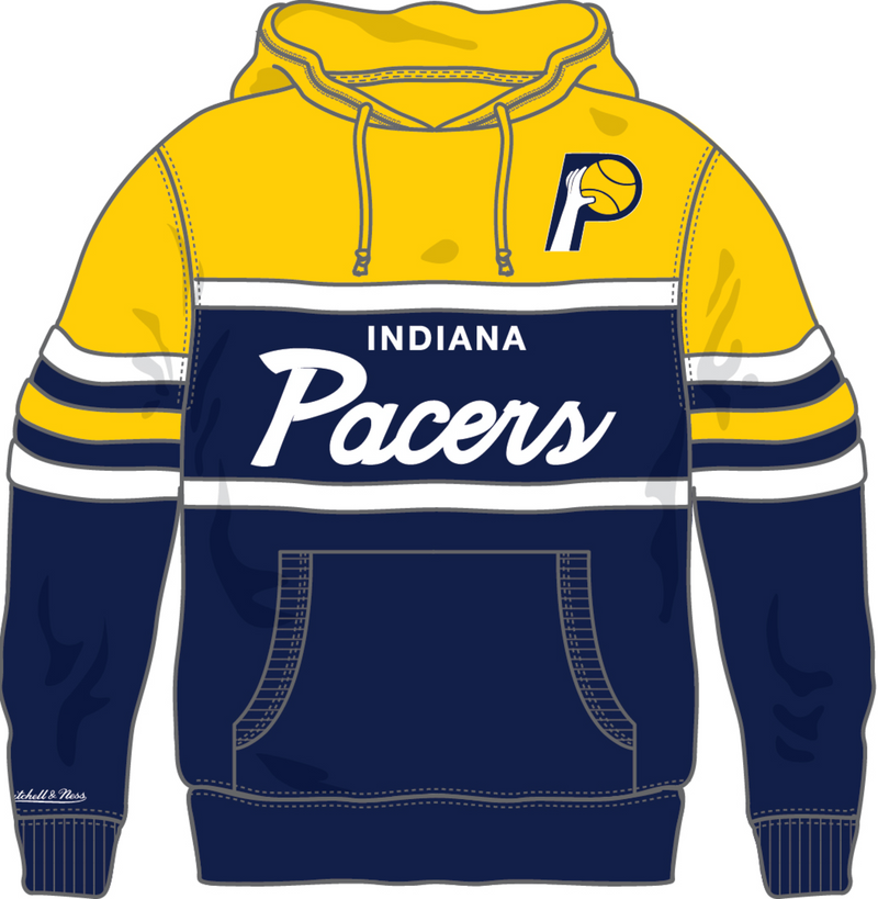 Mitchell & Ness Indiana Pacers Yellow/Navy Head Coach Hoodie