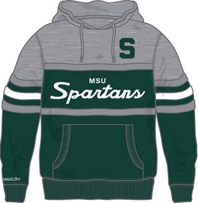 Mitchell & Ness Michigan State Spartans Dark Green/Grey Head Coach Hoodie Mich