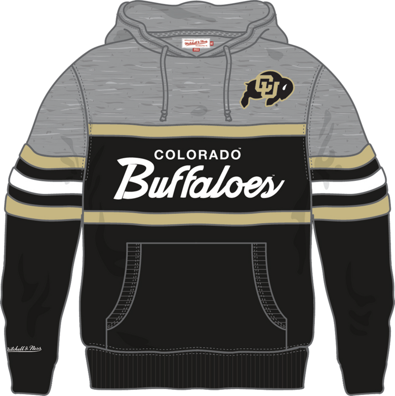 Mitchell & Ness University of Colorado Boulder Black/Grey Head Coach Hoodie Buffaloes