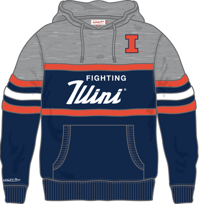 Mitchell & Ness University of Illinois U-C Navy/Grey Head Coach Hoodie Fighting Illini