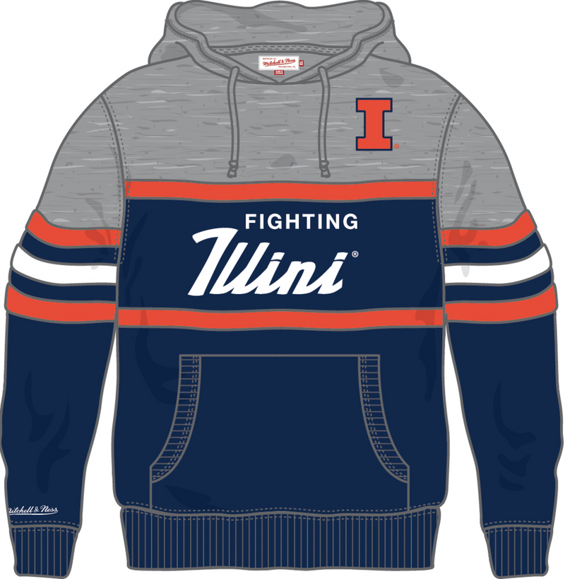 Mitchell & Ness University of Illinois U-C Navy/Grey Head Coach Hoodie Fighting Illini