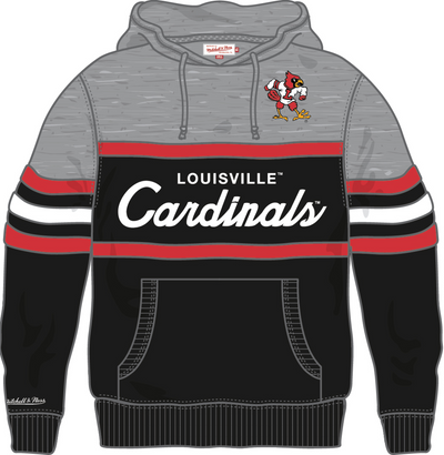 Mitchell & Ness University of Louisville Black/Grey Head Coach Hoodie Cardinals