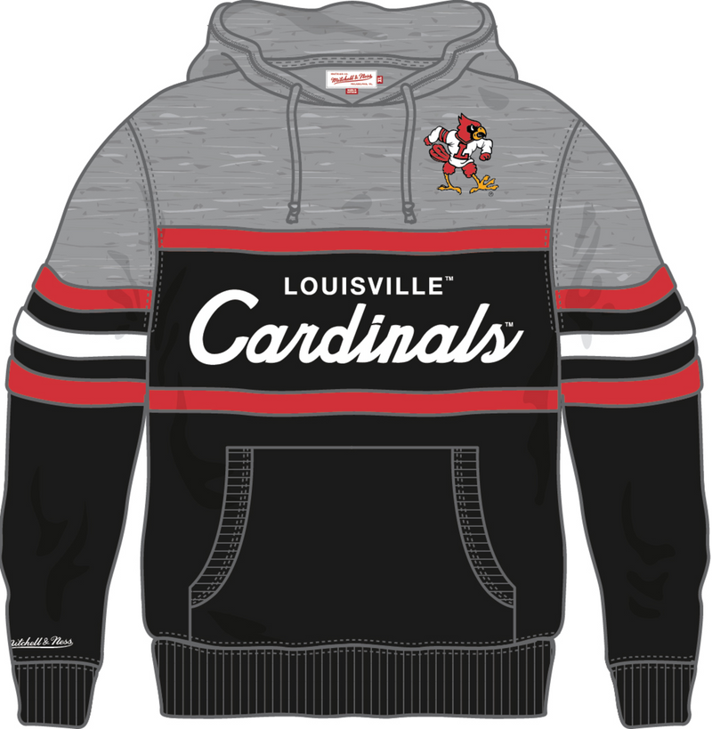 Mitchell & Ness University of Louisville Black/Grey Head Coach Hoodie Cardinals