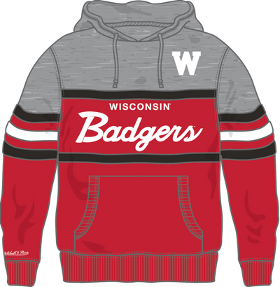 Mitchell & Ness Wisconsin Badgers Red/Grey Head Coach Hoodie