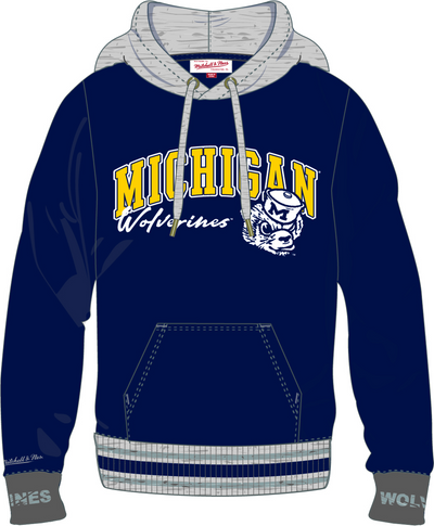 Mitchell & Ness University of Michigan Navy Vintage Logo Premium Fleece Hoodie