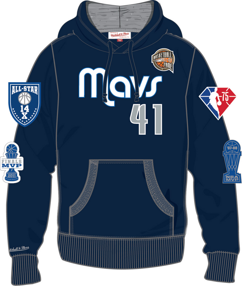 Mitchell & Ness Dirk Nowitzki Dallas Mavericks Navy Hof Fleece Hoodie
