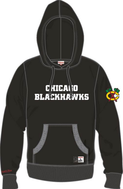 Mitchell & Ness Chicago Blackhawks Black Current Logo Game Time Fleece Hoodie