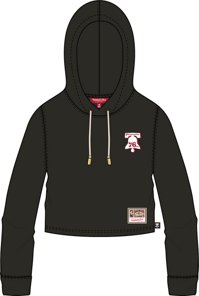 Mitchell & Ness Women's Philadelphia 76ers Black Crop Hoodie