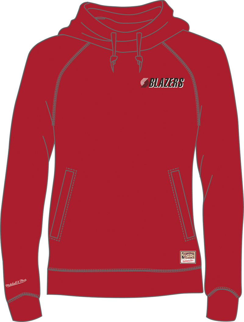 Mitchell & Ness Women's Portland Trail Blazers Scarlet Funnel Neck Fleece