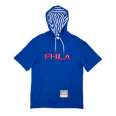 Mitchell & Ness Philadelphia 76ers Navy Striped Logo Hoodie