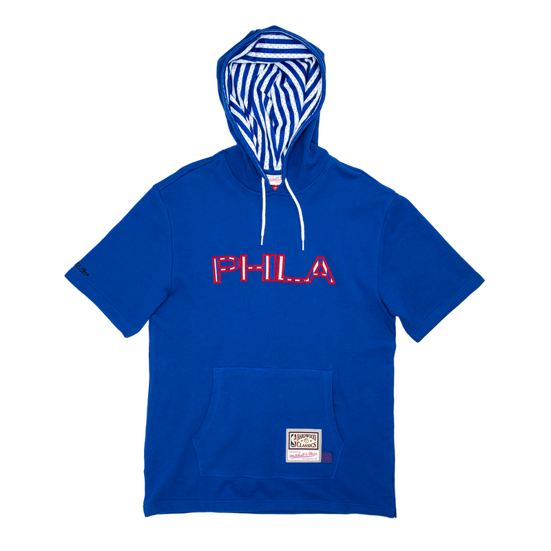 Mitchell & Ness Philadelphia 76ers Navy Striped Logo Hoodie