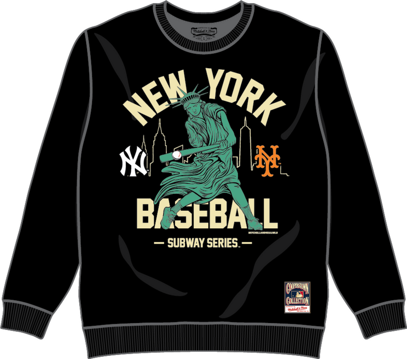 Mitchell & Ness World Series Black NY Baseball Subway Crewneck Sweatshirt