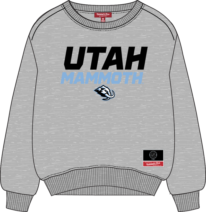 Mitchell & Ness Women's Utah Mammoth Grey Heather Team Lockup Lightweight Crew Sweatshirt