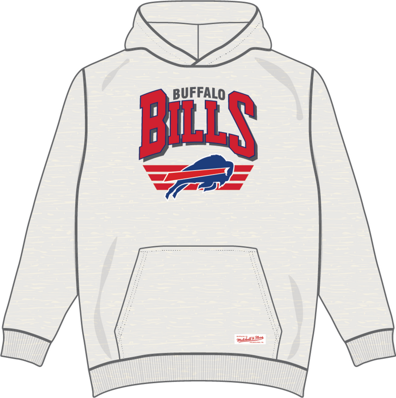 Mitchell & Ness Buffalo Bills White Heather Bend Hoodie