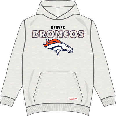 Mitchell & Ness Denver Broncos White Heather Sketch Outline Hoodie