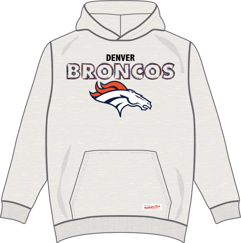 Mitchell & Ness Denver Broncos White Heather Sketch Outline Hoodie