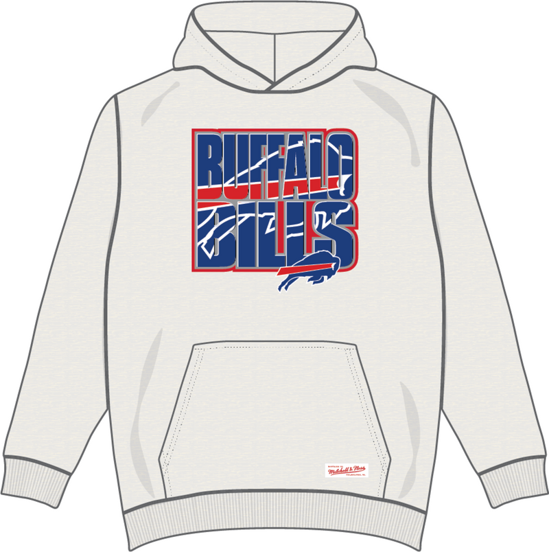 Mitchell & Ness Buffalo Bills White Heather Team Stacked Hoodie