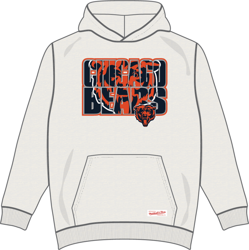 Mitchell & Ness Chicago Bears White Heather Team Stacked Hoodie