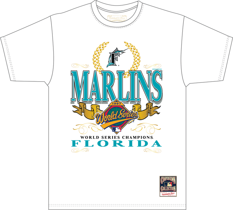 Mitchell & Ness Florida Marlins White Pennant Chase T-Shirt