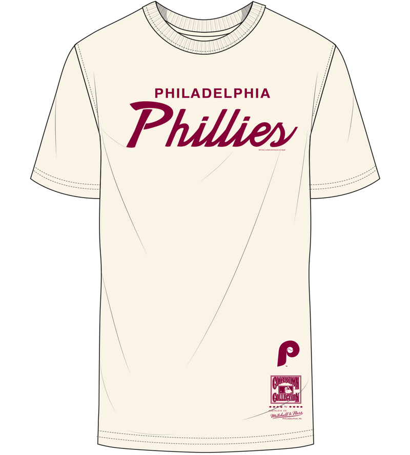 Mitchell & Ness Philadelphia Phillies Cream Vintage Script T-Shirt