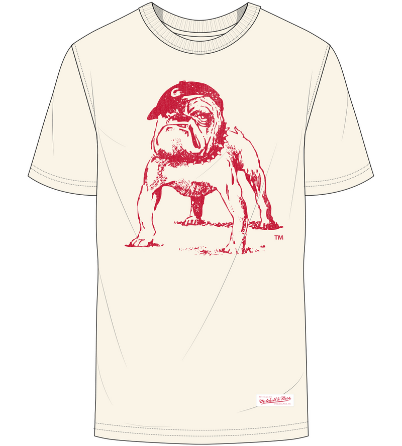 Mitchell & Ness University of Georgia Cream Retro Logo T-Shirt
