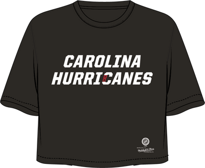 Mitchell & Ness Women's Carolina Hurricanes Black Short Handed Crop T-Shirt