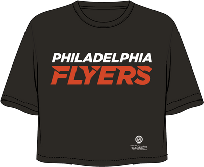 Mitchell & Ness Women's Philadelphia Flyers Black Short Handed Crop T-Shirt