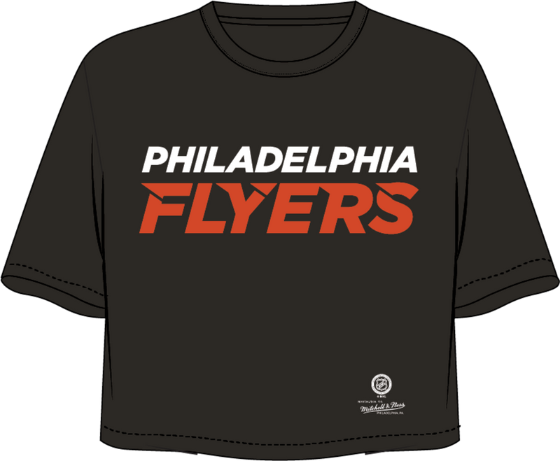 Mitchell & Ness Women's Philadelphia Flyers Black Short Handed Crop T-Shirt
