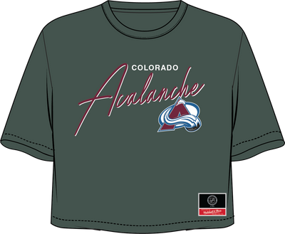 Mitchell & Ness Women's Colorado Avalanche Pine Green Bar Down Crop Top