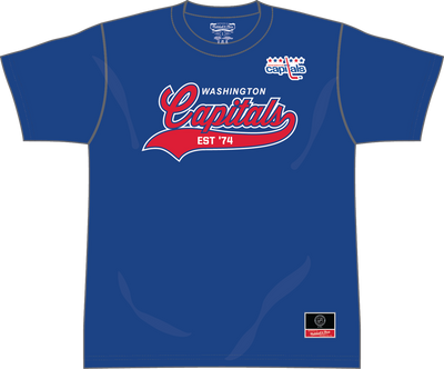 Mitchell & Ness Washington Capitals Royal Script Sweep Arch T-Shirt