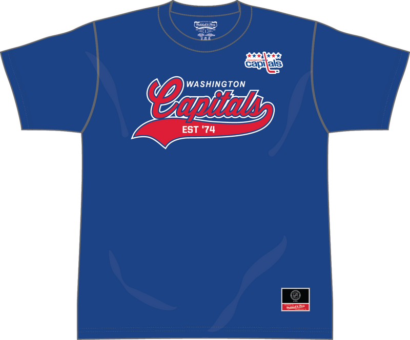 Mitchell & Ness Washington Capitals Royal Script Sweep Arch T-Shirt