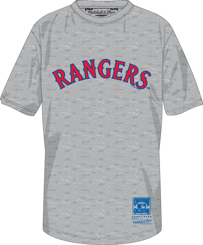Mitchell & Ness Texas Rangers Grey Heather Wordmark 1 T-Shirt