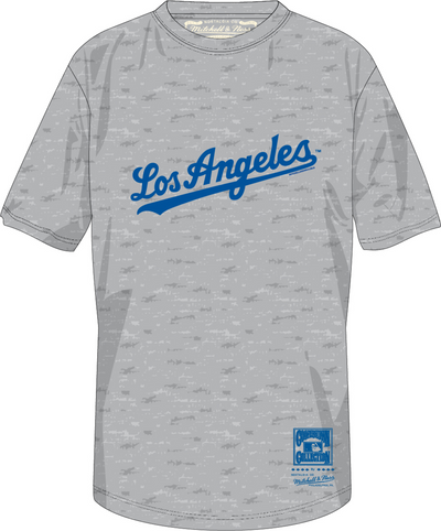 Mitchell & Ness Los Angeles Dodgers Grey Heather Wordmark 2 T-Shirt