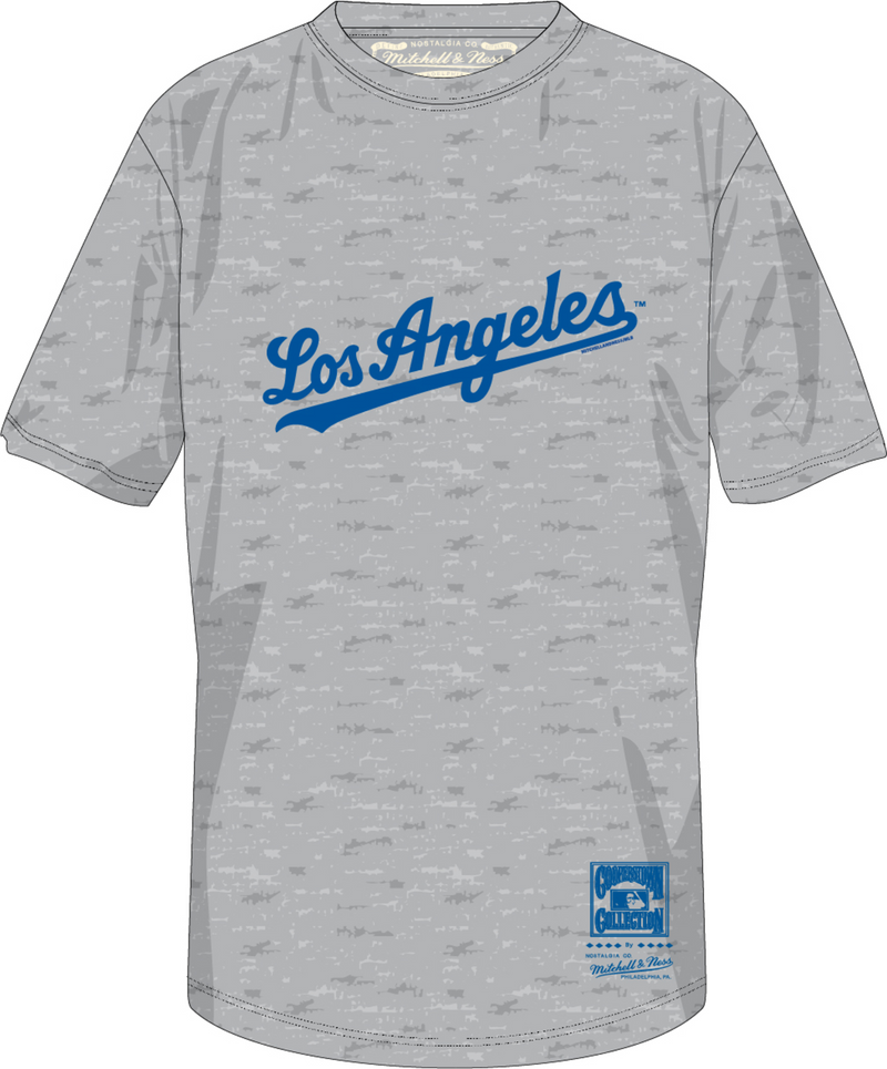 Mitchell & Ness Los Angeles Dodgers Grey Heather Wordmark 2 T-Shirt