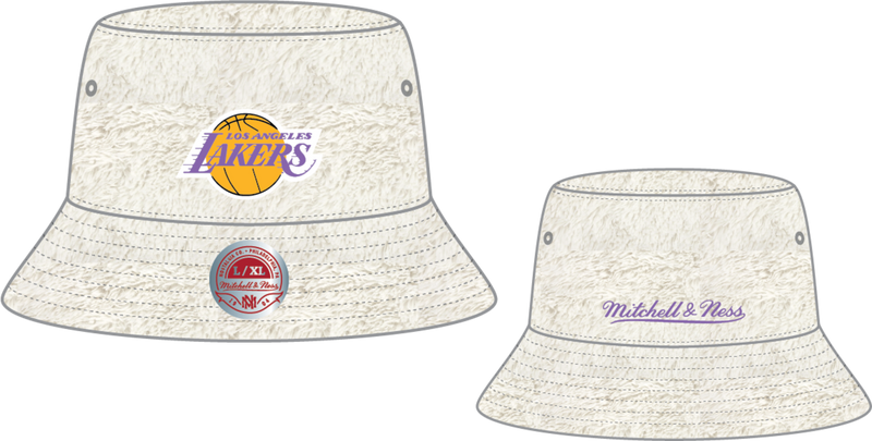 Mitchell & Ness Women's Los Angeles Lakers White Hardwood Classics Fauxy Bucket