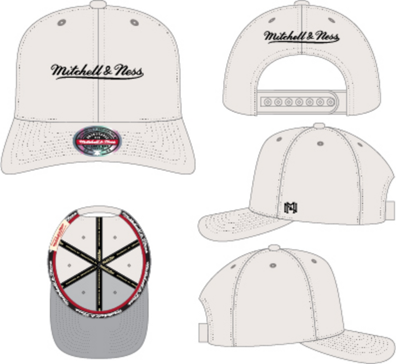 Mitchell & Ness Off White Script Stretch Snapback Hat