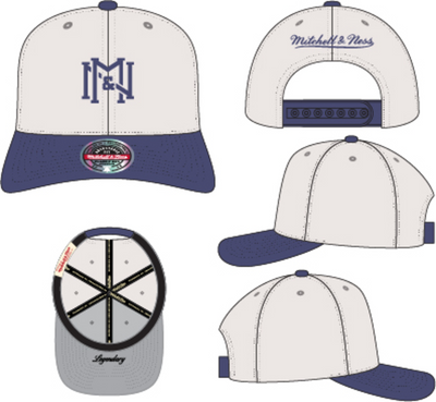 Mitchell & Ness Cream/Blue 2t Icon Stretch Snapback Hat