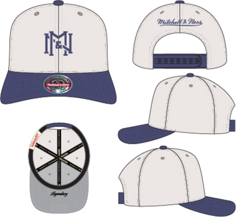 Mitchell & Ness Cream/Blue 2t Icon Stretch Snapback Hat
