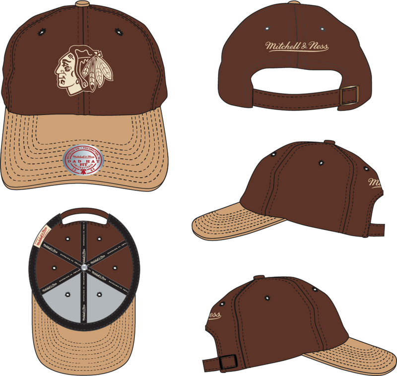 Mitchell & Ness Women's Chicago Blackhawks Brown Lux Chain Strapback Hat