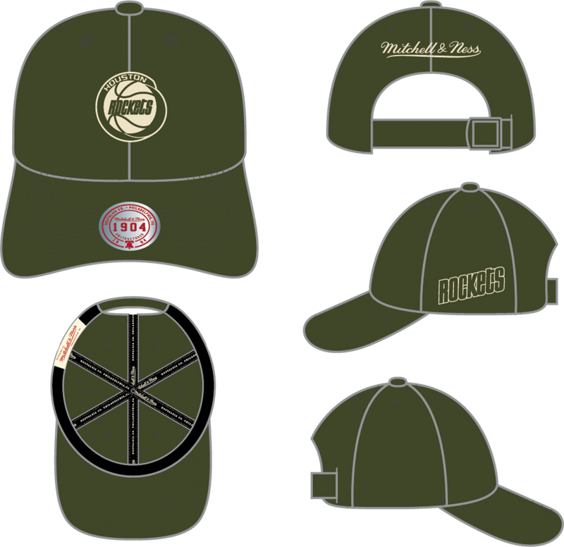Mitchell & Ness Houston Rockets 1904 Off Olive Strapback Hat