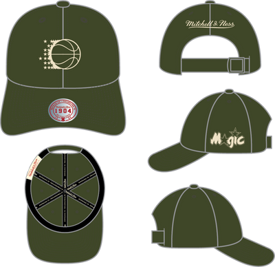 Mitchell & Ness Orlando Magic 1904 Off Olive Strapback Hat